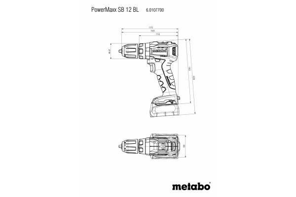 Акумуляторний ударний дриль-шурупокрут Metabo PowerMaxx SB 12 BL каркас в картоні (601077890) фото 2