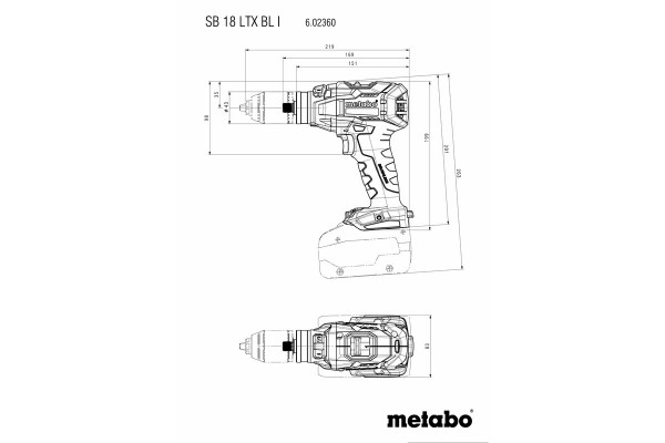 Акумуляторний дриль-шурупокрут Metabo SB 18 LTX BL I (602360500) фото 6
