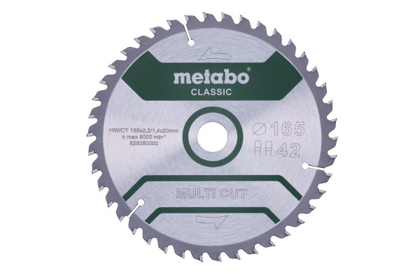 Диск пиляльний METABO «MULTI CUT - CLASSIC», 165X20 Z42 FZ/TZ 5° (628280000)  фото 