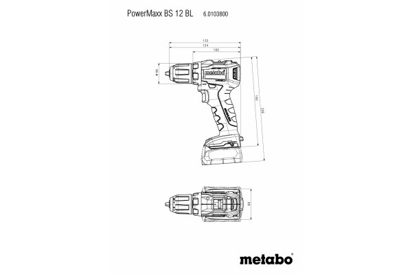 Акумуляторний дриль-шурупокрут Metabo PowerMaxx ВS 12 BL каркас в кейсі (601038840) фото 1